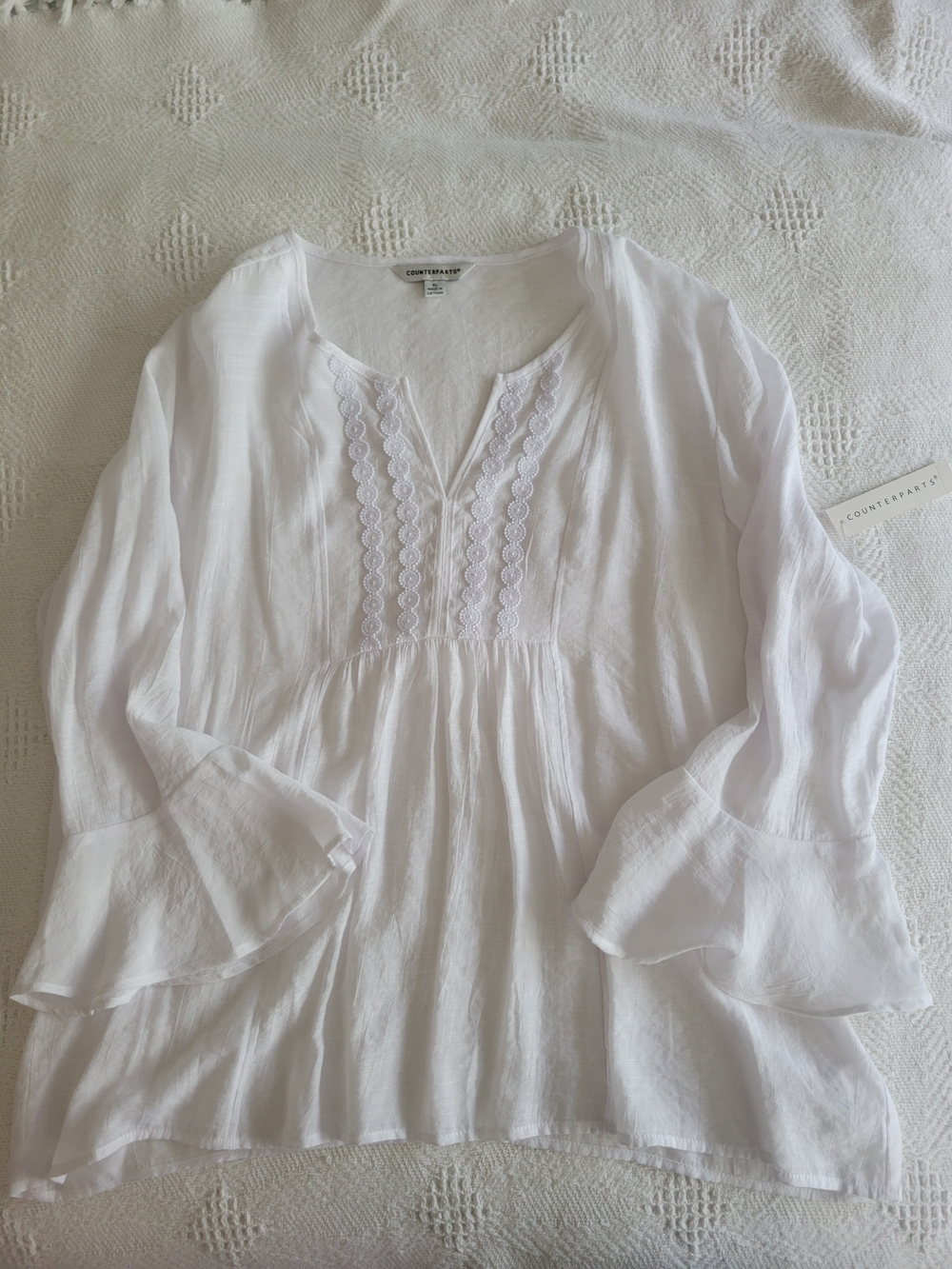 Counterparts White Boho Lace-Trim Tunic